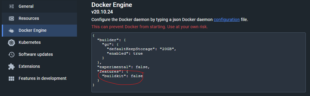 Docker Engine Settings