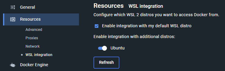 Docker Resources Settings