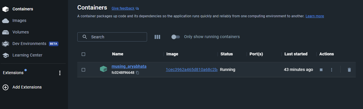 Docker Running Container